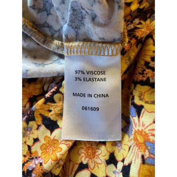 🌱 SPORTSGIRL floral retro 60's yellow flared pants hippy size XL stretch (14) - Picture 9 of 13
